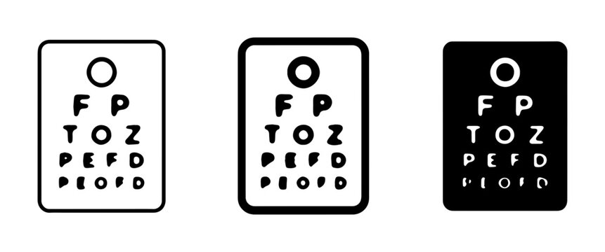 Eye Chart Icons Set, Optometry Vision Test Symbols, Ophthalmologist Chart Graphics, Medical Eye Exam Illustrations, Visual Acuity Test Charts