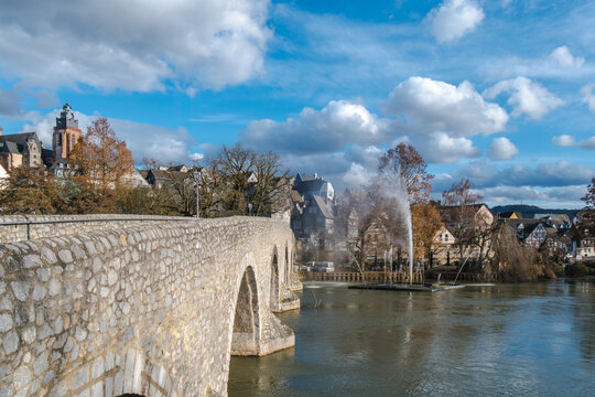 Old lahn bridge spanning lahn river in Wetzlar
