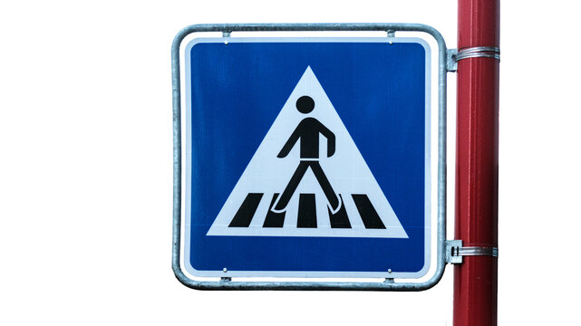 Pedestrian crossing sign signifying a safe walkway ahead
