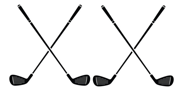 Crossed golf clubs classic vector icons for sport emblem design recreation activity symbol