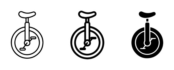 Unicycle Icons Set, Single Wheel Bicycle Vector Graphics, Circus Sport Equipment Illustrations © AminulHaque