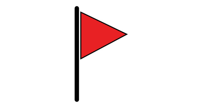 Red Flag on Pole, Warning Sign, Alert Symbol, Simple Vector Graphic