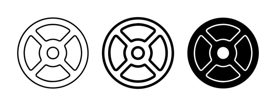 Weight Plate Icons, Fitness Equipment Symbols, Strength Training Gear, Gym Accessories, Workout Elements, Black and White Graphics, Vector Set