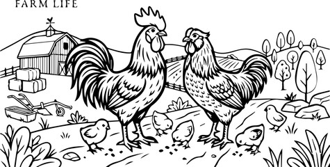 hand drawn vector illustration of a rooster © Muhammad