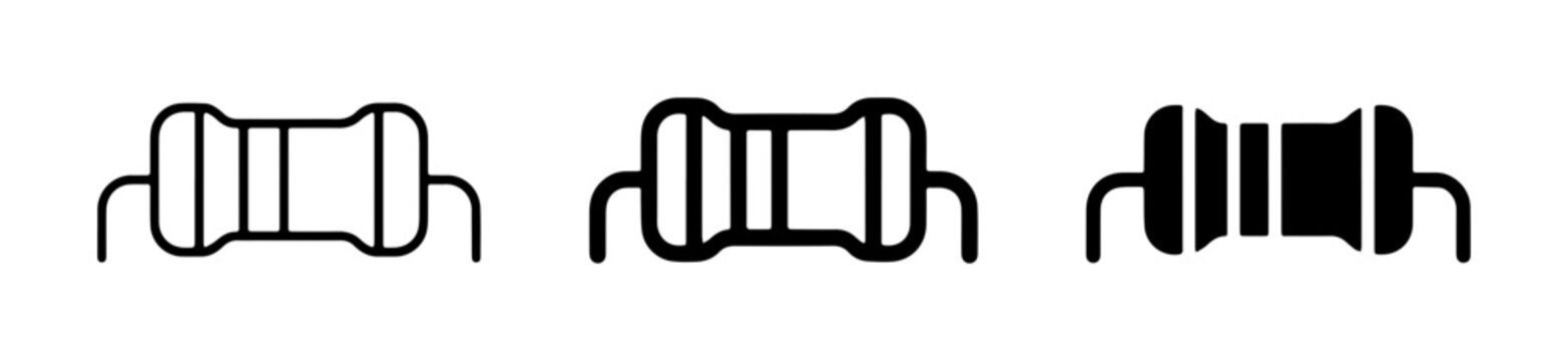 Electronic Resistor Icons, Circuit Component Symbols, Electrical Engineering Vector Graphics