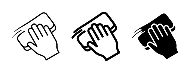 Obraz premium Hand wiping surface icon set, cleaning and hygiene symbols, vector illustration
