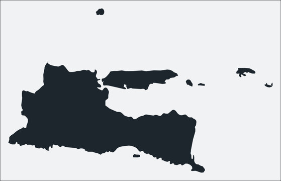 East Java, ID, Indonesia map. Just a simple border map. Shape of the region. Plain boundary outline. Vector illustration.