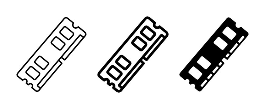 RAM Modules, Computer Memory Sticks, Digital Data Storage Icons, Technology Hardware Vector Graphics