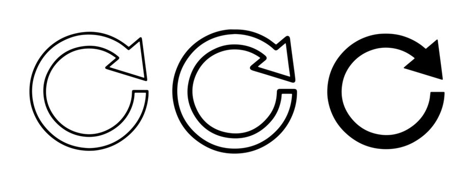 Circular Arrows Icons, Refresh Reload Symbols, Repeat Cycle Graphics, Set of Three