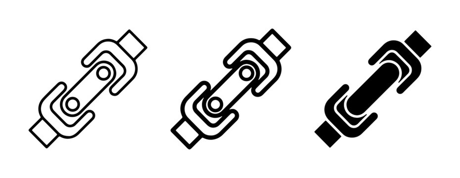 Universal Joint Icons, Mechanical Linkage Symbols, Drive Shaft Components, Engineering Connection Graphics, Industrial Machinery Parts, Automotive Drivetrain Elements