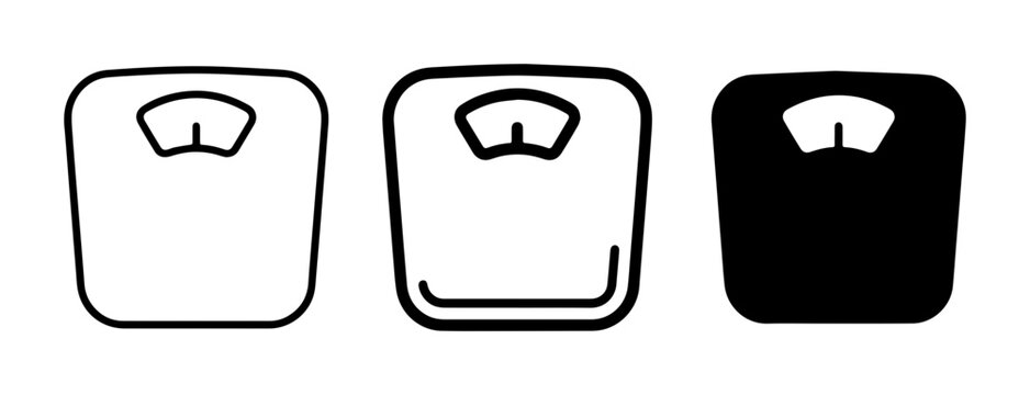 Weight Scale Icons, Health Measurement Tools, Body Mass Indicator Vector Graphics, Fitness Tracking Symbols