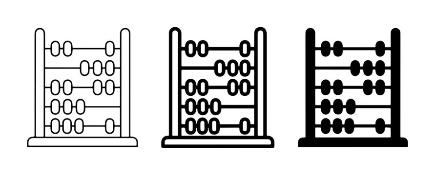 Abacus Icons Set, Counting Tool Vector Graphics, Vintage Calculation Device Illustrations