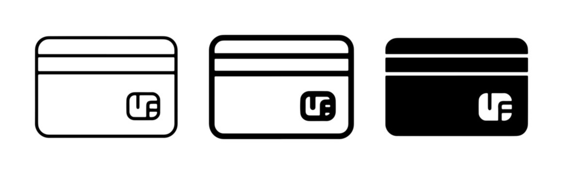 Credit Card Icons, Payment Card Set, Financial Transaction Symbols, Digital Wallet Vector Graphics