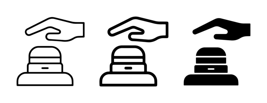 Hand Pressing Button Icons, Simple Line Art and Silhouette Designs for Activation, Choice, and Control Concepts
