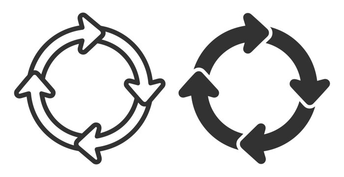 circular arrows icons line and solid style set on transparent background