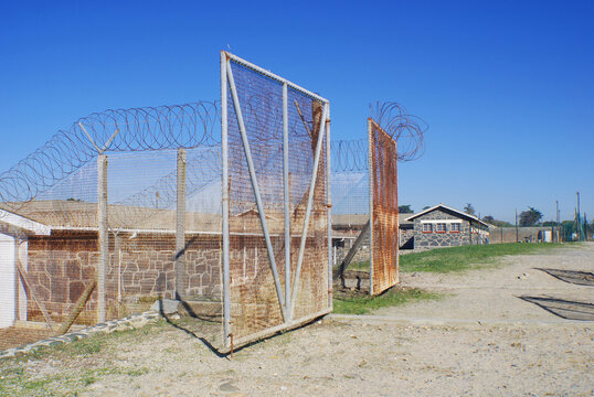 CAPE TOWN SOUTH AFRICA : Fence outside Robben Island prison where Nobel Laureate and former President of South Africa Nelson Mandela was imprisoned 