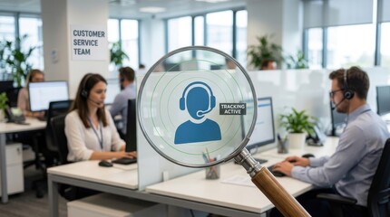 Fototapeta premium Customer Service Representative Activity Monitoring in Modern Office