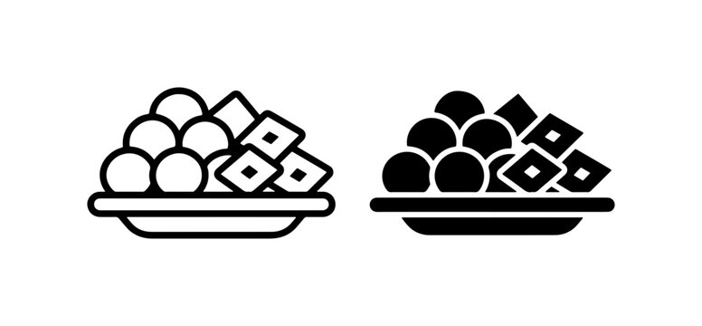 Indian Sweets Icons, Laddu and Barfi Vector Art