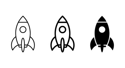 Rocket Ship Icons Set, Space Exploration Vector Graphics, Futuristic Launch Symbols © Mahinur