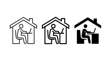 Fototapeta premium Home Office Icons: Remote Work, Freelancer, Work From Home Vector Set