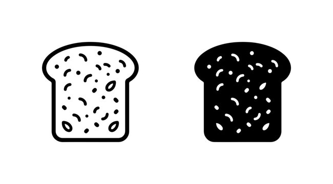 Toast Slice Icons, Bread Vector Graphics, Breakfast Food Symbols