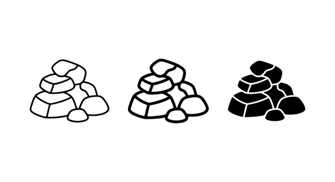 Gold Ingots, Stacked Bullion Icons, Precious Metal Vector Set