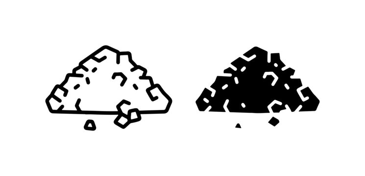 Pile of Dirt Icons, Black and White, Ground Material Vector