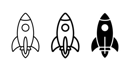 Rocket Ship Icons, Spacecraft Vector Graphics, Sci-Fi Launch Symbols © Jasim