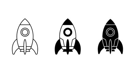 Rocket Ship Icons Set, Space Exploration Vector Graphics, Futuristic Launch Symbols © Shihab