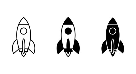 Rocket Ship Icons, Space Exploration Vector Graphics, Futuristic Travel Symbols © Shihab