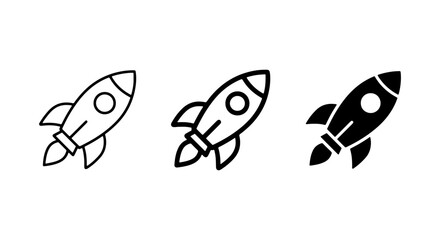 Fototapeta premium Rocket Icons Set, Space Exploration Vector Graphics, Startup Launch Symbols