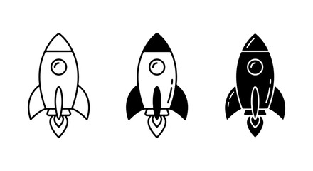 Rocket Ship Icons, Spacecraft Vector Graphics, Futuristic Launch Symbols © Mahmudur