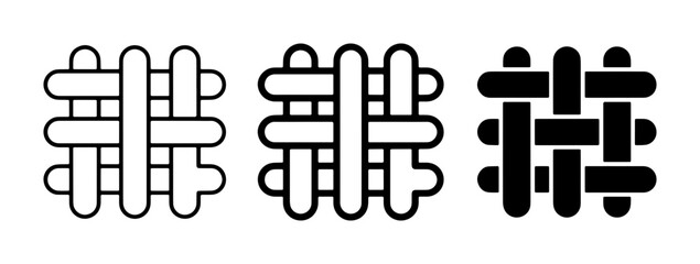 Woven Texture Icons, Textile Pattern Symbols, Fabric Grid Graphics - Set of 3 Vector Illustrations © Jahid