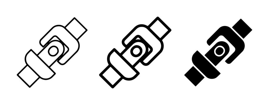 Universal Joint Icons, Mechanical Connection Symbols, Drive Shaft Components, Engineering Elements, Industrial Design Graphics, Automotive Parts, Transmission Technology