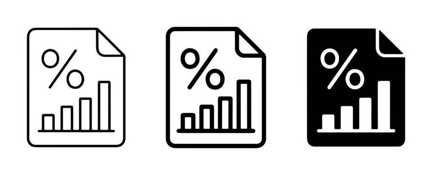 Financial Report Icons, Percentage Chart Graphics, Data Analysis Symbols, Business Growth Visuals, Vector Set