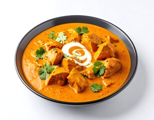 Fototapeta premium Bowl of creamy pumpkin soup with croutons and parsley