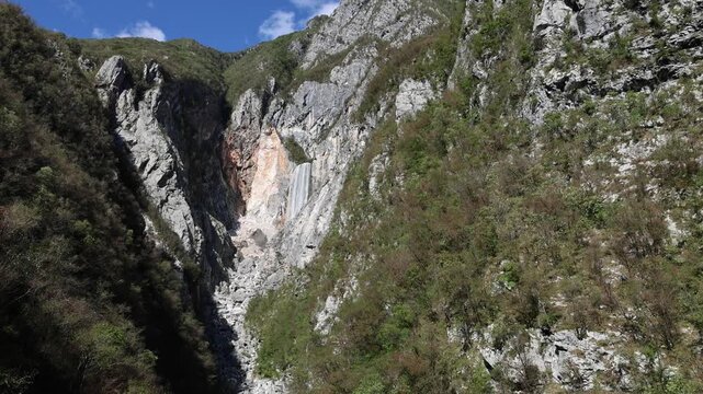 Boka Waterfall (Slap Boka), tallest and most powerful waterfall in Slovenia, boasting a total height of 144 meters (472 feet) and a width of 18 meters (59 feet). Located in Soča Valley Bovec Kobarid