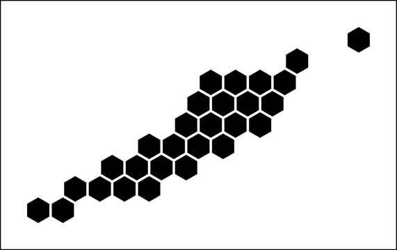 Anguilla simple black and white hexagon map shape template. Country plain hexagon cell dots. Anguilla flat honeycomb boundary. Vector Illustration.