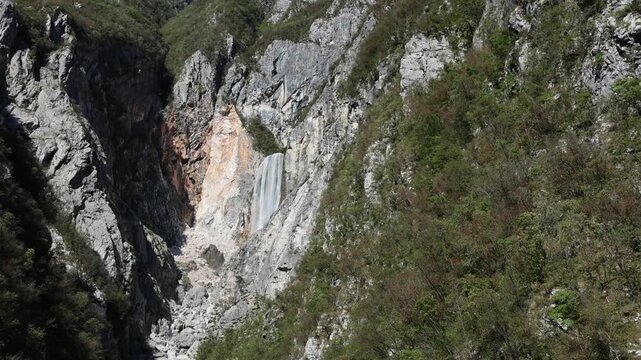 Boka Waterfall (Slap Boka), tallest and most powerful waterfall in Slovenia, boasting a total height of 144 meters (472 feet) and a width of 18 meters (59 feet). Located in Soča Valley Bovec Kobarid