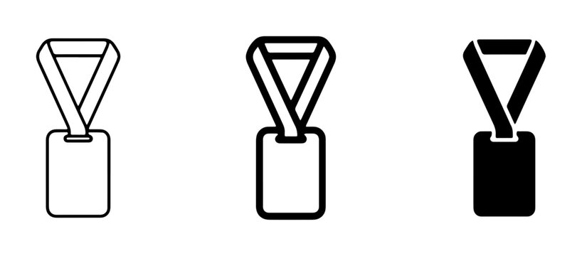 Lanyard Badge Icons, Identification Pass Holder Vector Graphics, Security Access Card Symbols, Event Pass Holder Illustrations