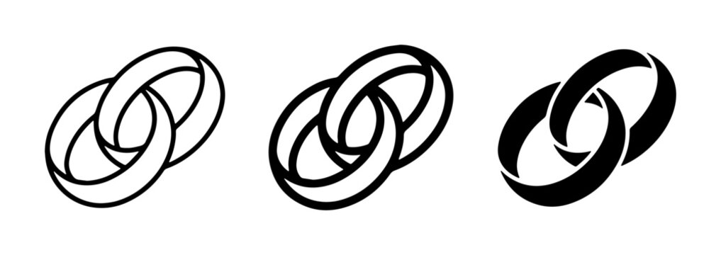 Interlocking Rings Vector Icons, Linked Circles Symbol, Connection Concepts, Chain Links Graphics, Partnership and Unity Icons