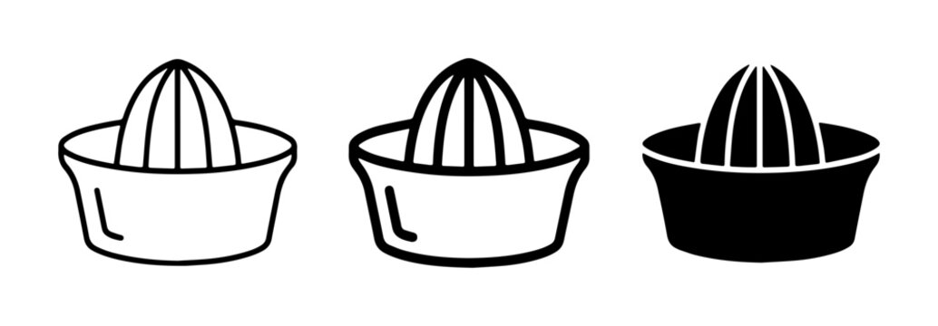 Citrus Juicer Icons, Manual Lemon Squeezer Vector Graphics, Kitchen Tool Set for Fresh Juice Preparation