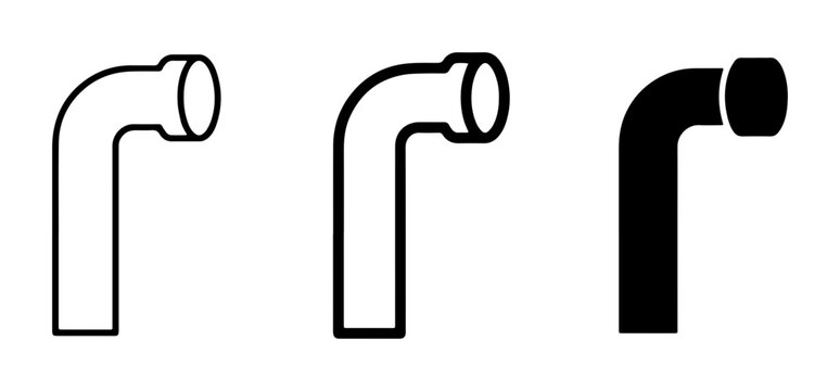 Plumbing Pipe Icons, Elbow Fitting Vector Graphics, Industrial Connection Symbols