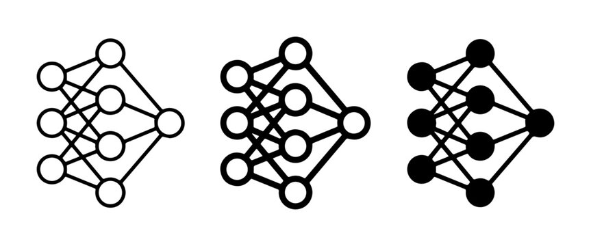 Neural Network Icons, Artificial Intelligence Diagrams, Machine Learning Nodes, Deep Learning Structure, Data Science Network