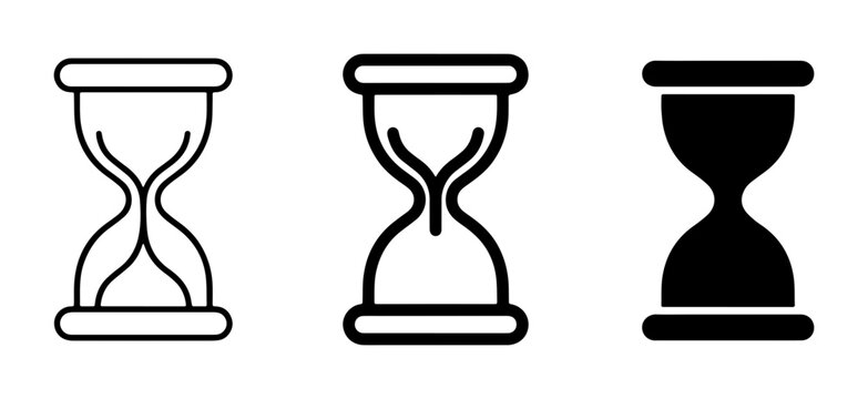 Hourglass Icons Set, Time Measurement Symbols, Sand Timer Graphics, Vintage Clock Vector Collection, Countdown Visuals