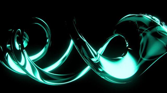 Horizontal 3D glass abstract knot twist loop animation sleek glossy web design digital website landing interface tech innovation dynamic promo banner template cover UI UX app startup orange cyan black
