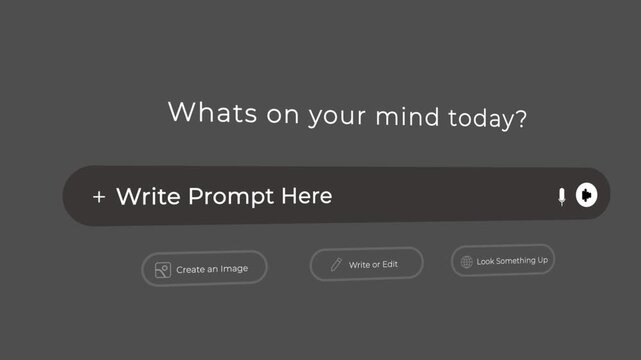 AI Prompt Input Box Animation with Typing Interface and Dark UI Motion Graphic