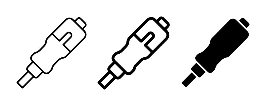 Network Connector Icons, RJ45 Plug Outline and Solid Styles, Ethernet Cable Symbol Set