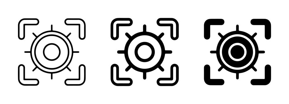 Focus Target Icons, Aiming Symbol Set, Precision Aiming Graphics, Camera Focus Icons, Target Reticle Vector Collection