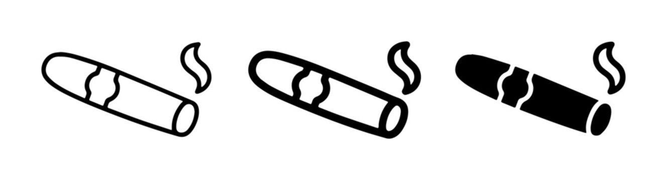 Cigar Icons Set, Smoking Tobacco Symbols, Vintage and Modern Styles, Vector Graphics for Lifestyle and Culture